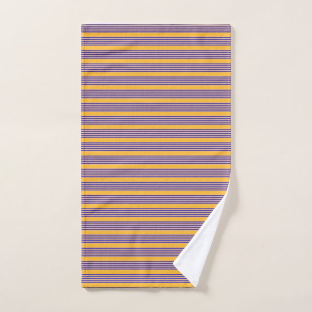 Electric blue and yellow five stripes pattern hand towel  (Hand Towel)