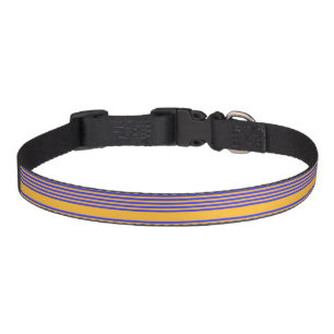 Electric blue and yellow five stripes pattern pet collar