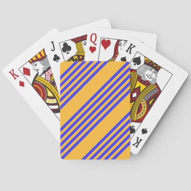 Electric blue and yellow five stripes pattern poker cards (Back)
