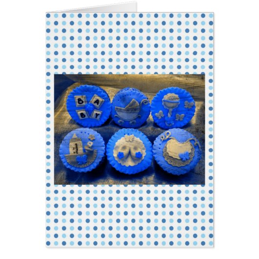 Electric Blue Baby Boy Cupcakes Cards (Front)