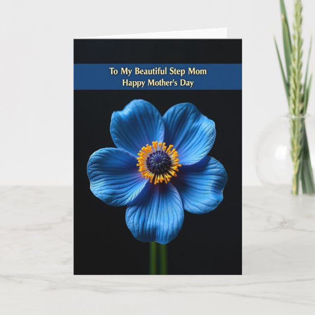 Electric Blue Bloom Mothers Card (Front)