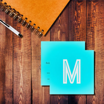 Electric  Blue - Bold Monogram   Square Business Card by almawad at Zazzle