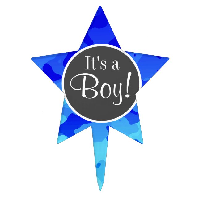 Electric Blue Camo; Camouflage Cake Topper (Front)