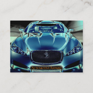 Electric Blue Car, Black Background Business Card
