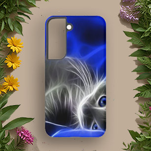 Electric Blue Cat Glowing Abstract Phone Case