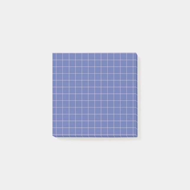 Electric Blue Checkered Pattern Bold Grid Design  Post-it Notes (Front)