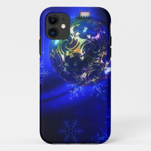 Electric blue christmas bauble design customize i iPhone 11 case