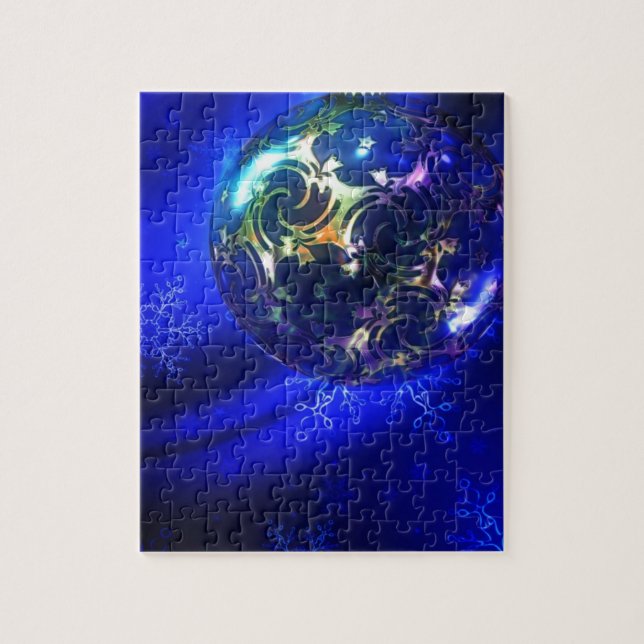 Electric blue christmas bauble design, customize i jigsaw puzzle (Vertical)