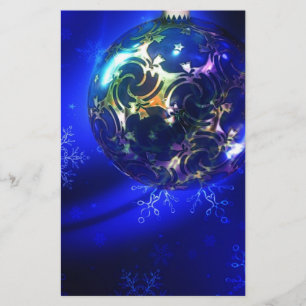Electric blue christmas bauble design, customize i stationery