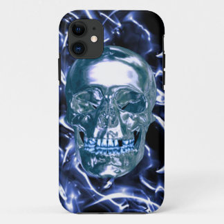 Electric Blue Chrome Skull iPhone 5G Case
