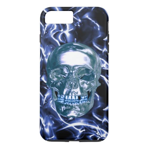 Electric Blue Chrome Skull iPhone 7 Case