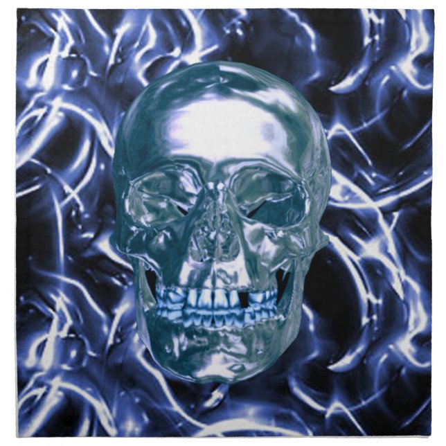 Electric Blue Chrome Skull Napkins (Front)