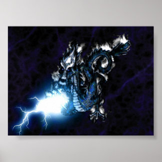 Electric Blue Dragon Poster