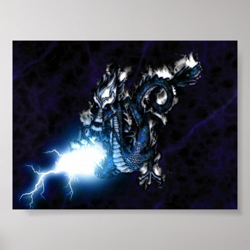 Electric Blue Dragon Poster