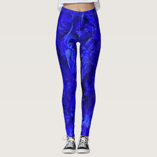 Royal Blue Feather Print Yoga Pants