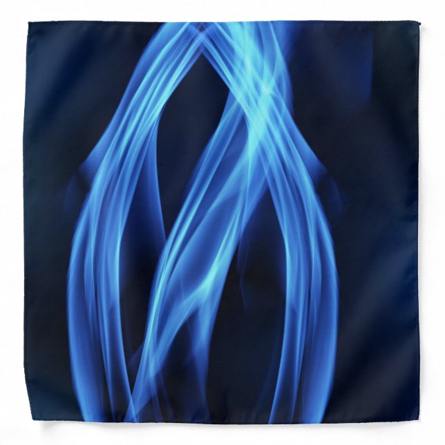 Electric Blue Flame Flow - Abstract Ethereal Fire Bandana (Front)
