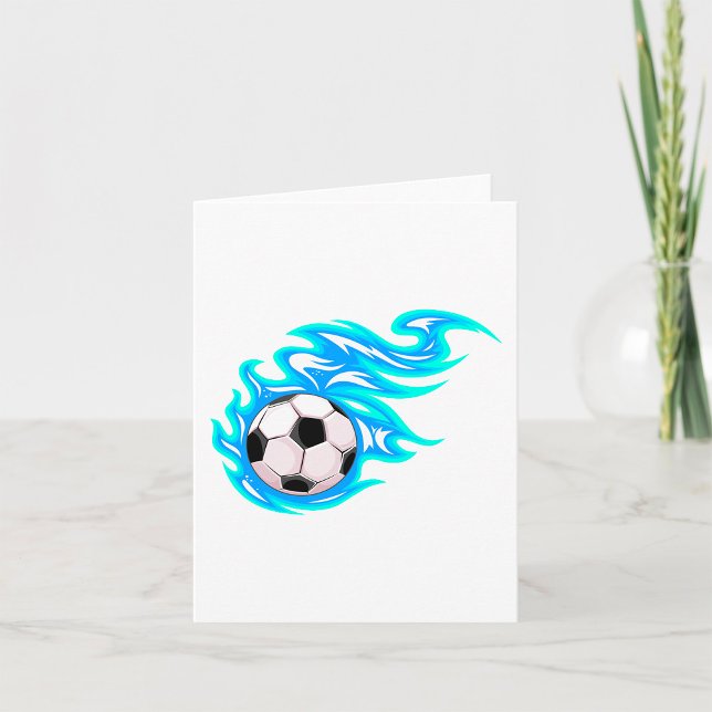 Electric Blue Flaming Soccer Ball Sports Card (Creator Uploaded)