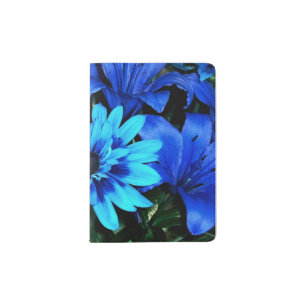 Electric Blue Flowers Passport Holder