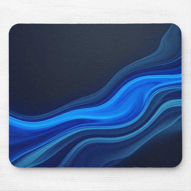 Electric Blue Fluid Waves Mouse Pad (Front)