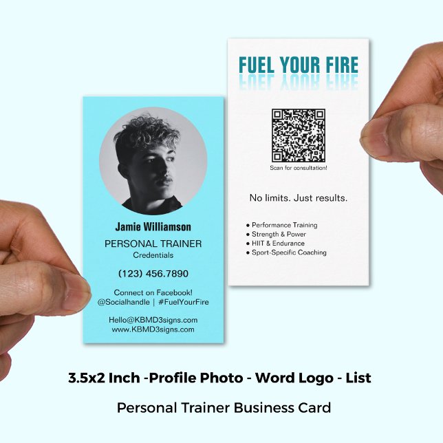Electric Blue Fuel Your Fire Personal Trainer Business Card (3.5x2 Inch, Electric Blue Fuel Your Fire Personal Trainer Business Card)