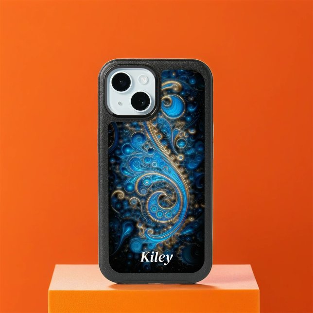 Electric Blue Galaxy Personalized iPhone 15 Case (Creator Uploaded)