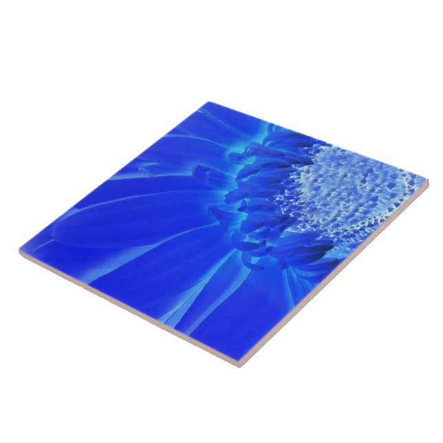 electric blue gerbera ceramic tile (Side)
