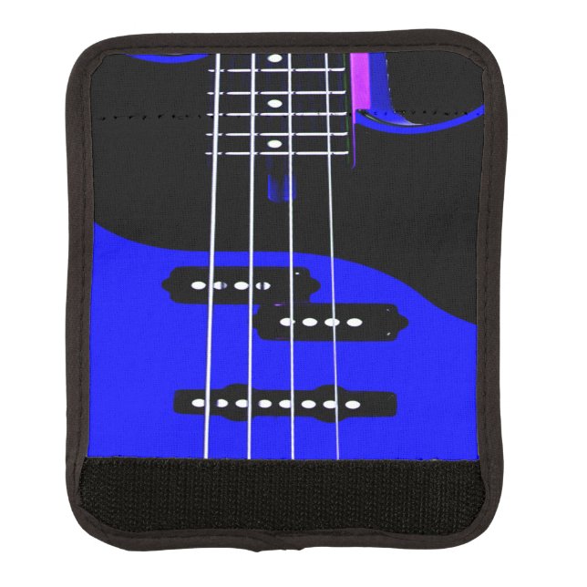 Electric Blue Guitar Music Lover Luggage Handle Wrap (Front)