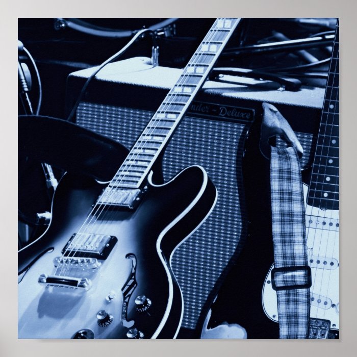 Electric Blue Guitars Poster