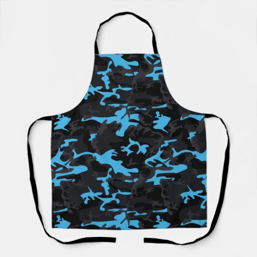Electric Blue Highlights Camo All_Over_Print T_Shi Apron