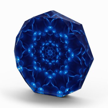 Electric Blue Kaleidoscope Mandala Award by FineDezine at Zazzle