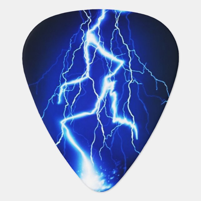 Electric Blue Lightning Bolt Guitar Pick (Front)