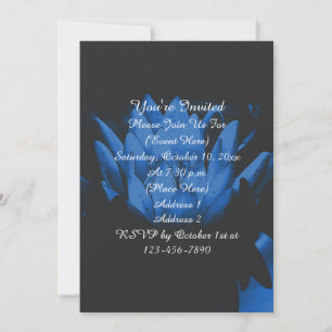 Electric Blue Lily Lotus Blossom Floral Party Invitation