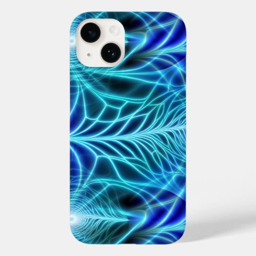 Electric Blue Luminous Fractal Repeating Pattern Case_Mate iPhone 14 Case