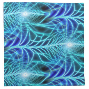 Electric Blue Luminous Fractal Repeating Pattern Cloth Napkin
