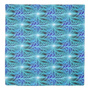Electric Blue Luminous Fractal Repeating Pattern Duvet Cover