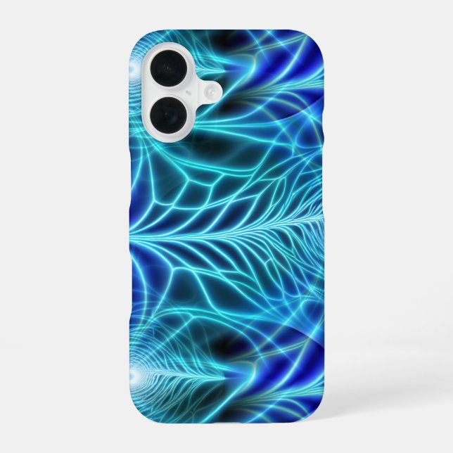 Electric Blue Luminous Fractal Repeating Pattern Iphone Case (Back)