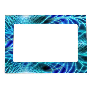 Electric Blue Luminous Fractal Repeating Pattern Magnetic Frame