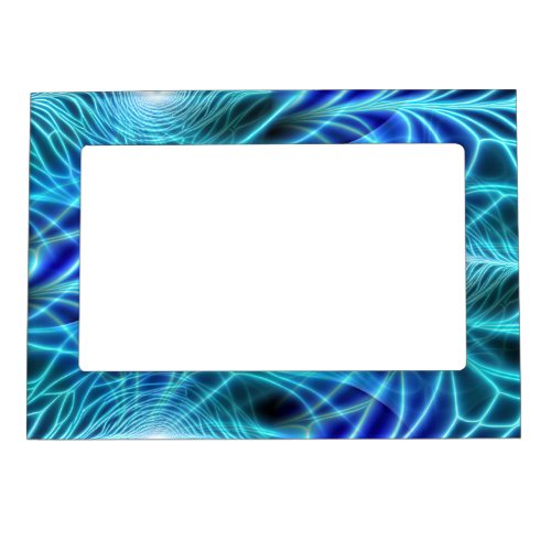 Electric Blue Luminous Fractal Repeating Pattern Magnetic Frame