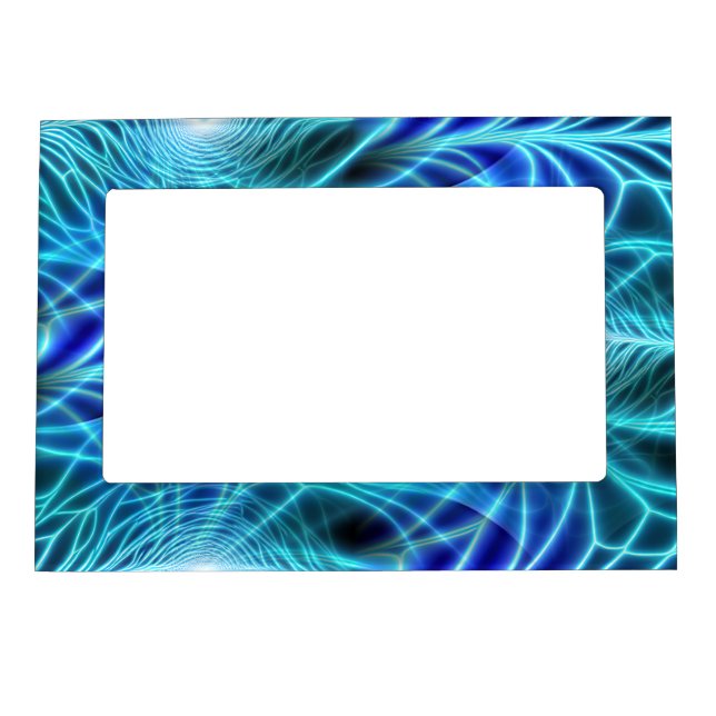 Electric Blue Luminous Fractal Repeating Pattern Magnetic Frame (Front)