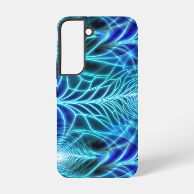 Electric Blue Luminous Fractal Repeating Pattern Samsung Galaxy Case (Back)