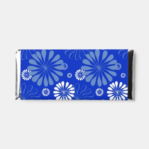 Electric Blue Modern Floral Print Hershey Bar Favors