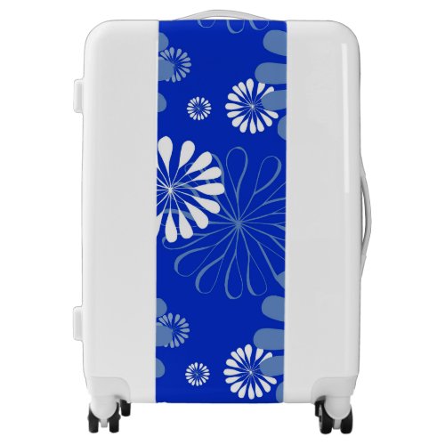 Electric Blue Modern Floral Print Luggage