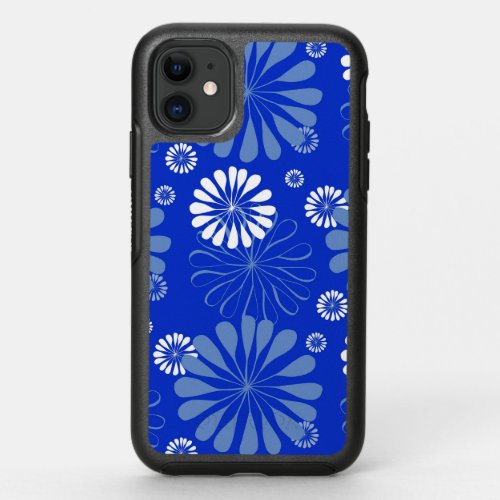 Electric Blue Modern Floral Print OtterBox Symmetry iPhone 11 Case
