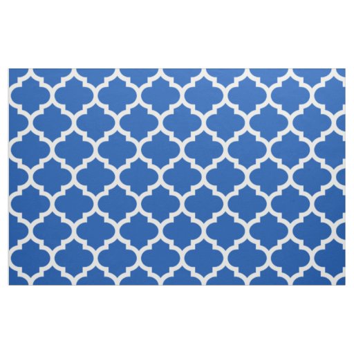 Electric Blue Moroccan Quatrefoil Trellis Fabric