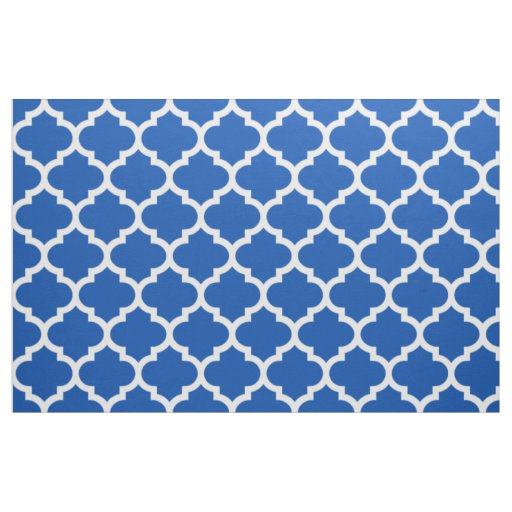 Electric Blue Moroccan Quatrefoil Trellis Fabric