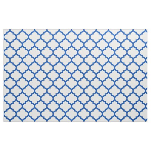 Electric Blue Moroccan Trellis Pattern Fabric