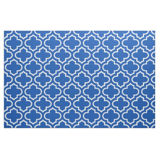 Electric Blue Moroccan Trellis Pattern Fabric 02