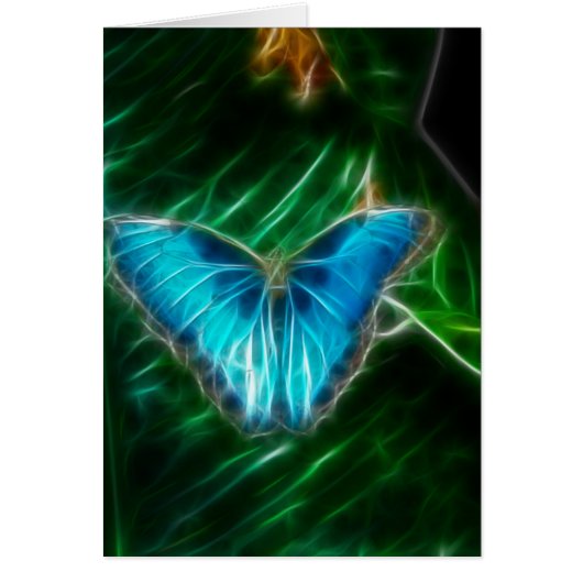 Electric Blue Morpho Butterfly Fractal Cards (Front)