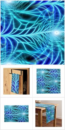 Electric Blue Neon Fractal Repeating Pattern