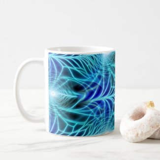 Electric Blue Neon Fractal Repeating Pattern